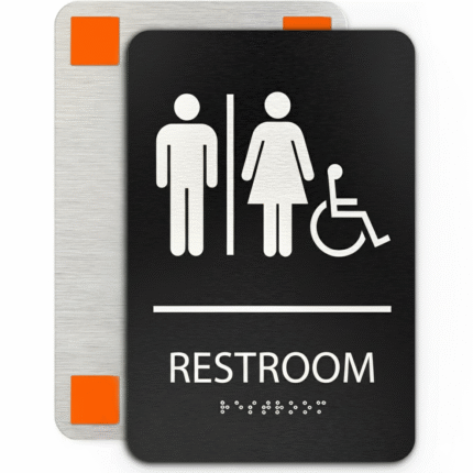 UNISEX Bathroom Sign with Man, Woman, Wheelchair Symbols - Aluminum Composite - ADA Compliant