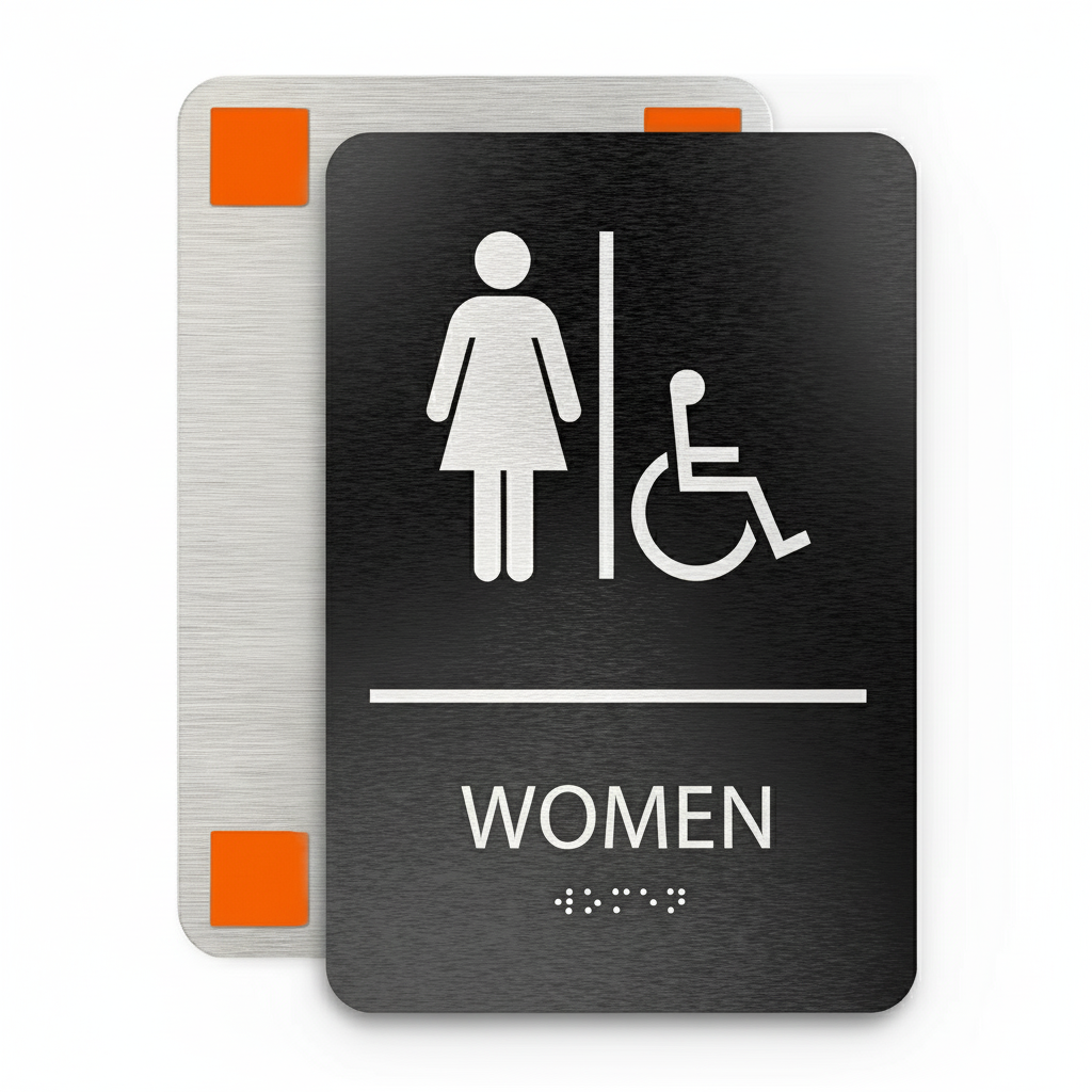 Gemini_Generated_Image_5pxg65pxg65pxg65 (1) Women Bathroom Sign with Women and Wheelchair Symbols - Aluminum Composite - ADA Compliant - Image 1