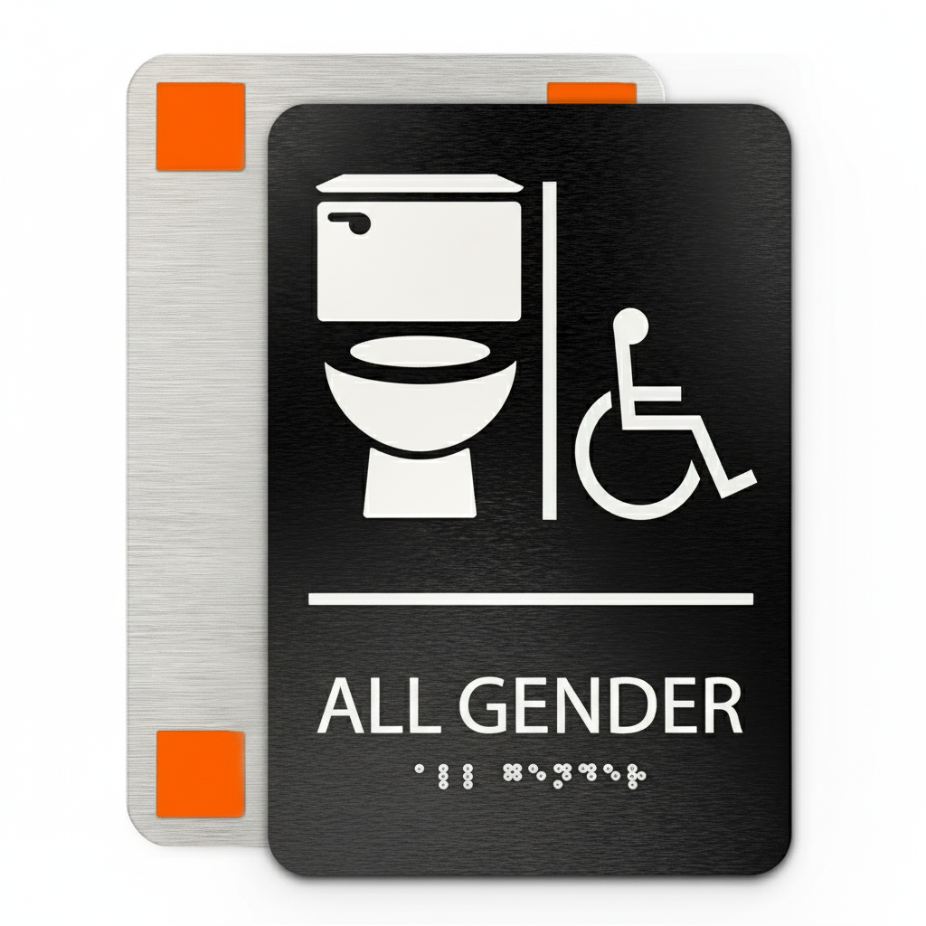Gemini_Generated_Image_hdme06hdme06hdme All Gender Bathroom Sign with All Gender and Wheelchair Symbols - Aluminum Composite - ADA Compliant - Image 1
