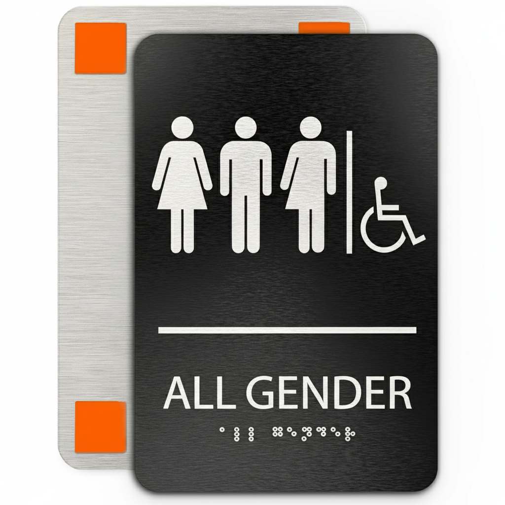 Gemini_Generated_Image_ruovkyruovkyruov All Gender Bathroom Sign with All Gender and Wheelchair Symbols - Aluminum Composite - ADA Compliant - Image 1